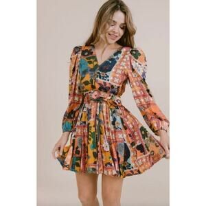 LaRoque Original Women’s Emma Dress Coral Cabo Sz S Tropical Long Sleeve